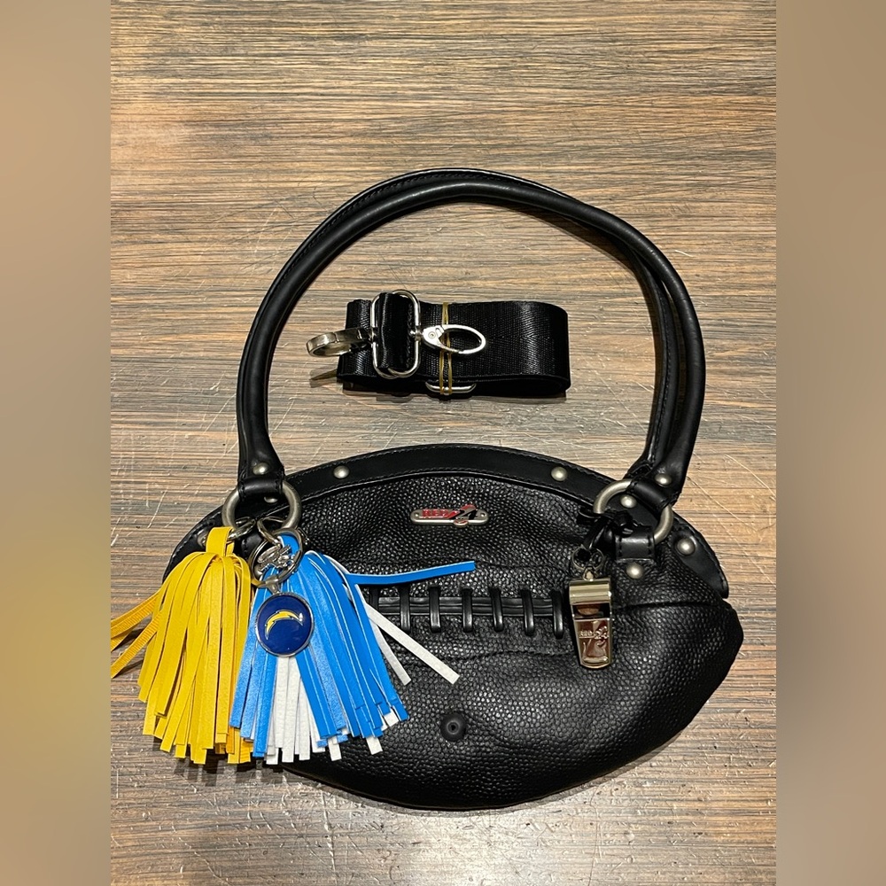 Chargers black football purse